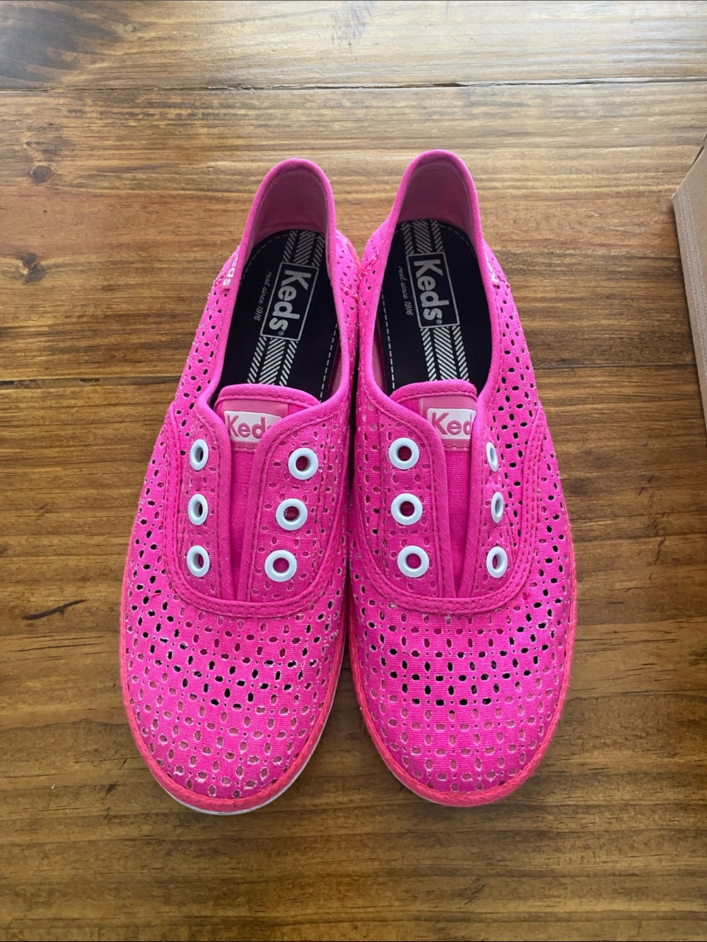 Keds Hot Pink Perforated Slip-On Sneakers